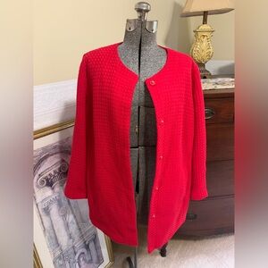 NEW Talbots Tight Woven Bright Red Long Sleeve Snap Up Jacket Size 16 WidePetite